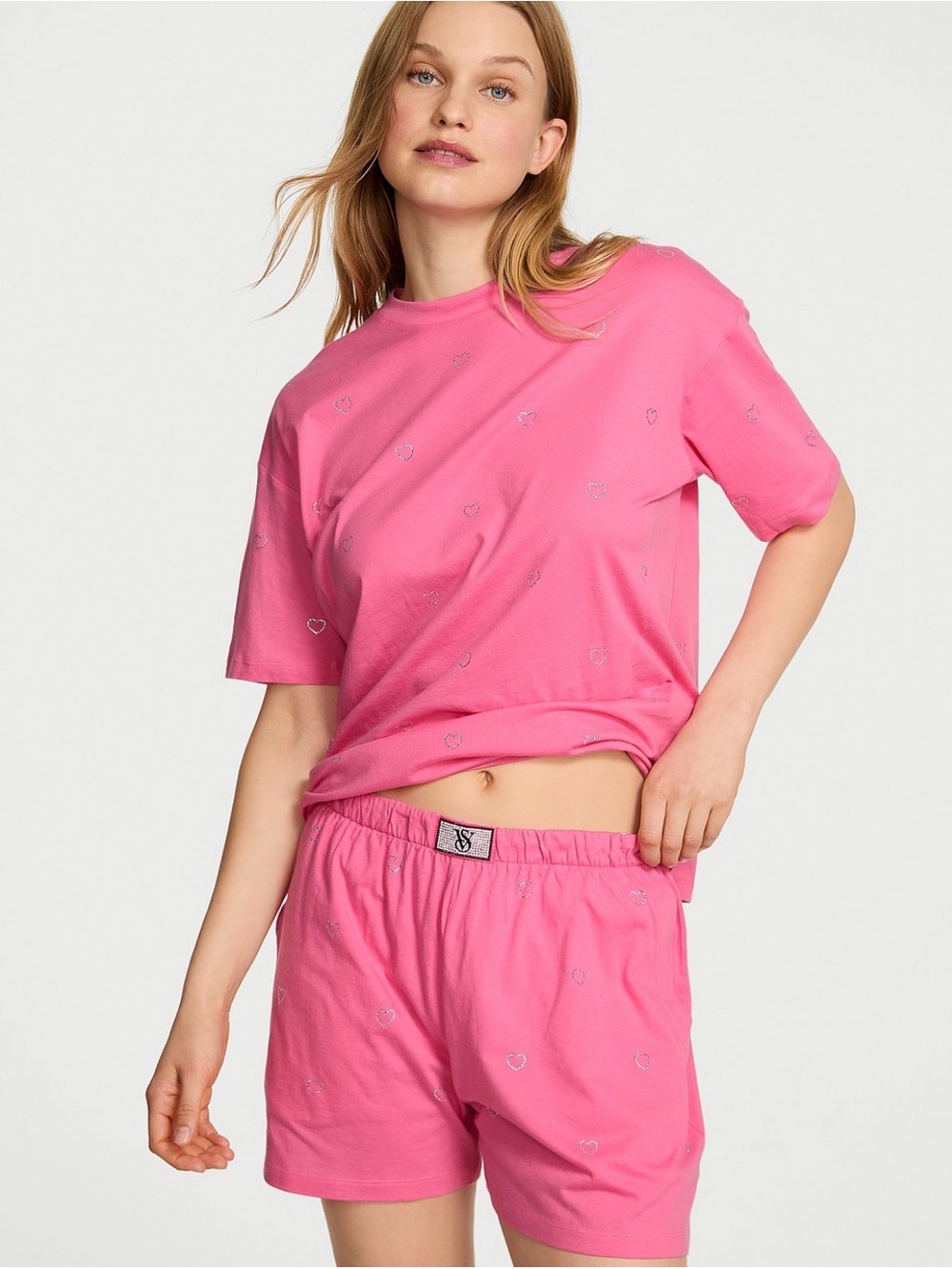 Victoria's Secret Pink Heart Short Pajama Set NWT